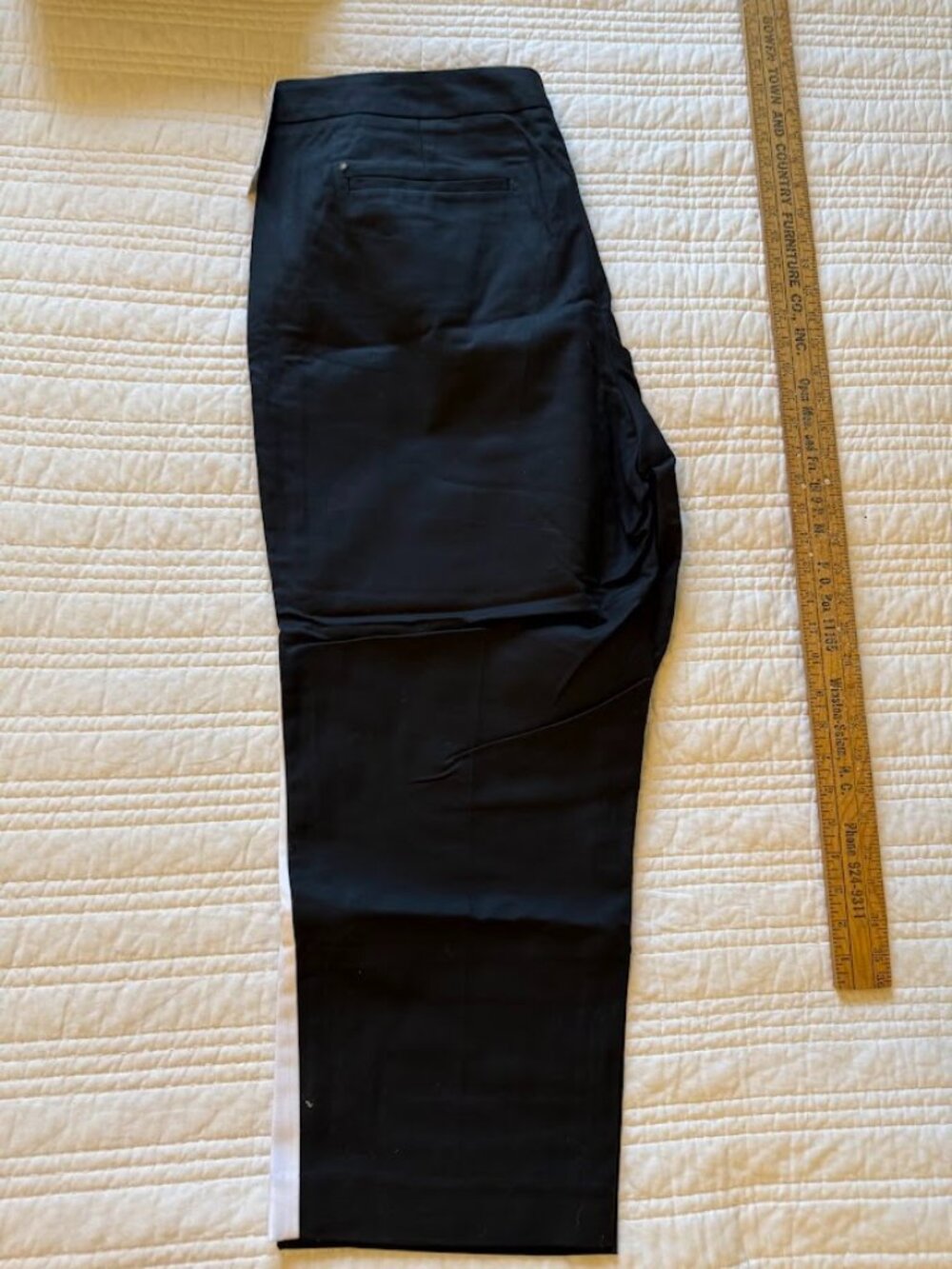NWT Womens Plus 18W  Black Flat Front Pocket Dress‎ Pant White Straight Leg